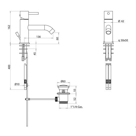 Bongio T-Square Смеситель для раковины, цвет хром