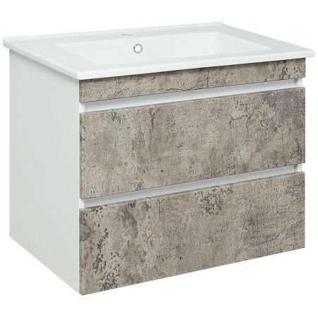 Тумба под раковину Runo Манхэттен 75 4620750028978 Белая Серый бетон