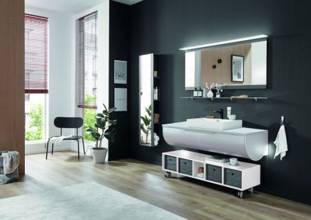 Комплект мебели Puris Rounds, 1220 мм, накладная раковина, цвет белый высокоглянцевый, артикул Rounds1220N(722/161)