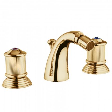 Bongio Impero Смеситель для биде на 3 отв., цвет золото/Blue and Red Swarovski, артикул 65503OR00