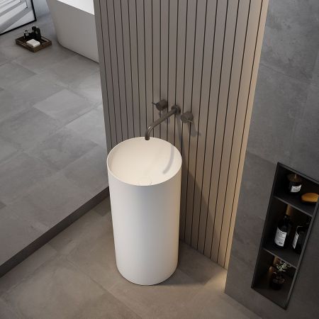 Раковина из искусственного камня Vincea VBS-6SP01MW, 400*400*850, напольная, цвет белый матовый, артикул VBS-6SP01MW