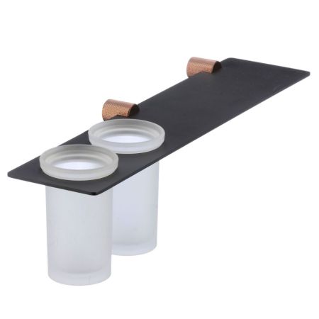 Стакан для ванной комнаты двойной Savol S-002168HD, черный/бронза, артикул S-002168HD