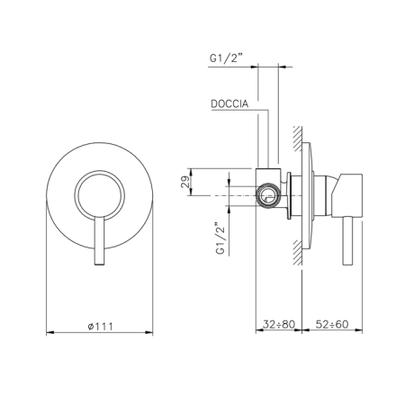 Nicolazz Olympus Смеситель для душа на 1 отверстие, встраиваемый, цвет: хром