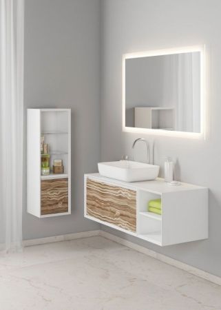 Тумба под раковину SanVit Стайл 120 L kstyle120 с фактурой под дерево подвесная Венге, артикул kstyle120