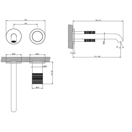 GESSI HABITO TRAME Смеситель для раковины настенный встраиваемый, однорычажный, цвет хром, артикул 70388#031