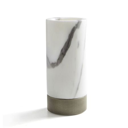 3SC APUANA 2.0 Стакан настольный, цвет: мрамор Bianco Statuario/nickel satinato lucido, артикул AP03ANK