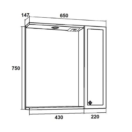 Зеркальный шкаф Runo правый мята Римини 65 (00-00001277), артикул 00-00001277