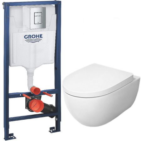 Комплект унитаза AM.PM Awe C111738SC с инсталляцией Grohe Rapid SL 38772001 с сиденьем Микролифт и клавишей смыва Хром, артикул C111738SC+38772001