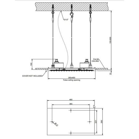 Gessi Mimi Встраиваемая в потолок душевая система 305х505 с функцией Тропический ливень (требуется панель 57006), артикул 57805#238