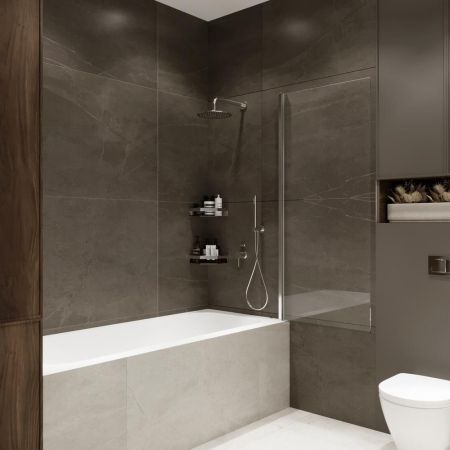 Шторка на ванну распашная Terminus Ното 150х70, хром, артикул 2CW150х70C