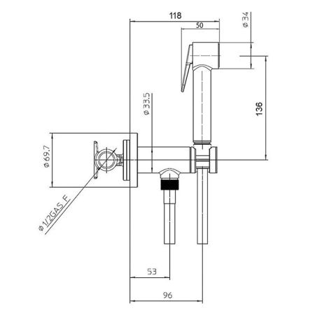 BOSSINI PALOMA Гигиенический душ с прогрессивным смесителем, лейка, шланг Cromolux из армированного нейлона1250 мм., цвет белый матовый, артикул E37007B.045