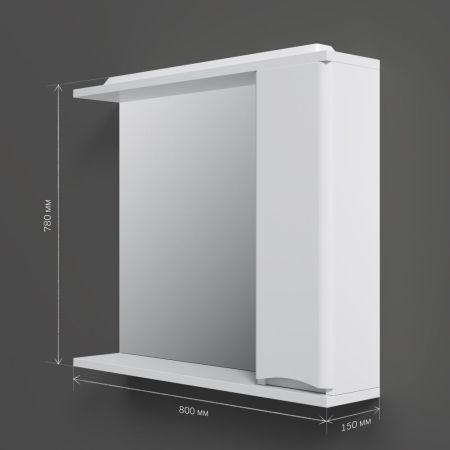 M80MPR0801WG Like, зеркало, частично-зеркальный шкаф, 80 см, с подсветкой, правый, белый, глянец, шт, артикул M80MPR0801WG