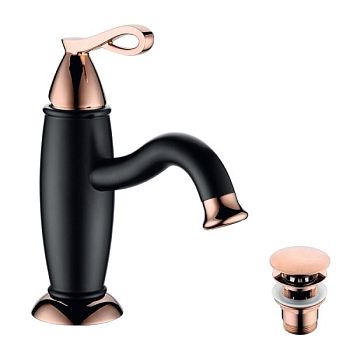 Смеситель для раковины Lemark Prime LM6106BRG Черный матовый Розовое золото