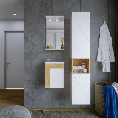 Зеркало Бриклаер КРИСТАЛЛ 40 см, белый, артикул 4627125415845