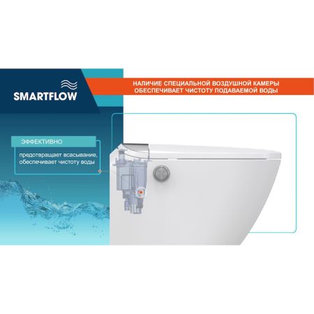 Умный унитаз SMARTFLOW безободковый с микролифтом SMF3017T-WH, белый, артикул SMF3017T-WH