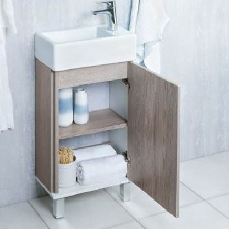 Тумба под раковину АКВАТОН ЭММА 44,8 1A221601EAD80 (напольная, белый/дуб наварра), шт, артикул 1A221601EAD80