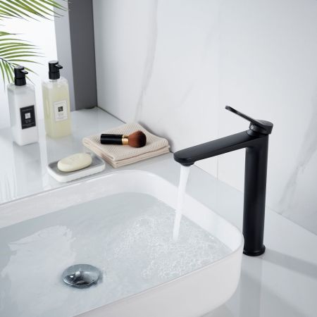 Смеситель для раковины высокий Shevanik S4311H, черный