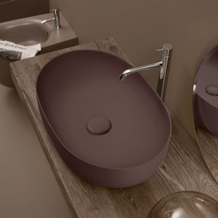 Kerasan Nolita Раковина накладная 60х40 см, без отв под смеситель, цвет Бургундский матовый, артикул 534375