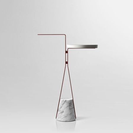 ANTONIO LUPI HALO Полотенцедержатель напольный 460х240х640 мм., база из мрамора Carrara satinato, столешн белая из Flumood, структ Veneziano goffrato