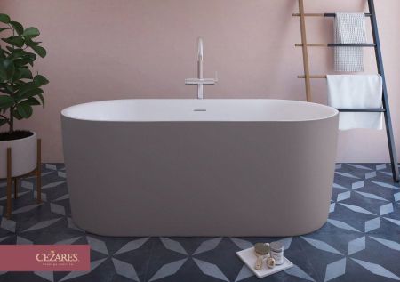 Акриловая ванна отдельно стоящая, цельная, белая матовая внутри, чёрная матовая снаружи,  METAURO-INT-Central-180-80-60-B-W-MATT, артикул METAURO-INT-Central-180-80-60-B-W-MATT