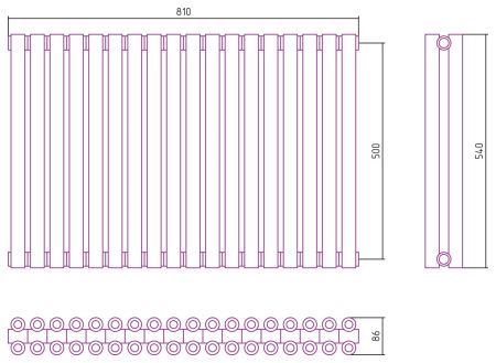Отопительный радиатор ЭСТЕТ-00 н/ж 500х810 / 18 сек (МУАР Темный Титан)