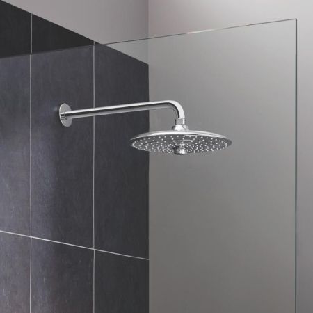 Верхний душ GROHE Euphoria 260 SmartControl с душевым кронштейном 380 мм, расход 9,5 л/мин, хром (26459000), артикул 26459000