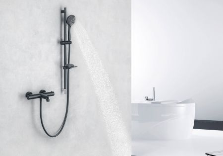 Термостатический смеситель для ванны AQUATEK, матовый черный AQ1043MB, артикул AQ1043MB