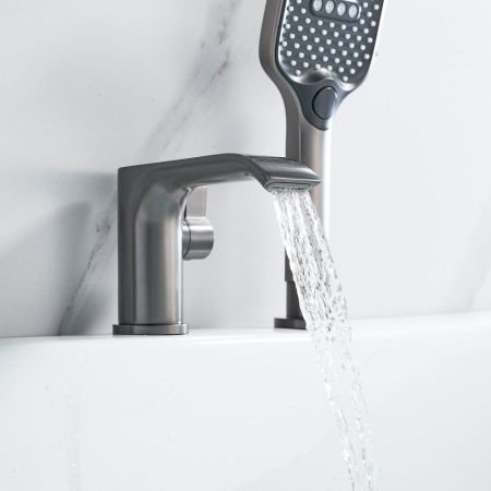 Смеситель на борт ванны Shevanik S4112T, оружейная сталь