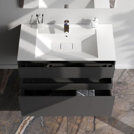 M50AFHX1003GM Inspire V2.0, База под раковину, подвесная, 100 см, 3 ящика, push-to-open, графит мато