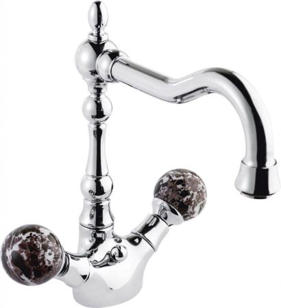 Смеситель на раковину, удлиненный, с донным клапаном, ручки Мрамор Atlantis ATLANTIS-LS2-A