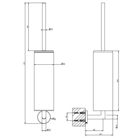 Gessi Tondo Ершик настенный черный, цвет: хром, артикул 63620#031