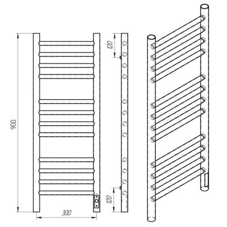 Полотенцесушитель электро "Лаванда ЧК П12 300х900", белый муар, правый, артикул 73207619