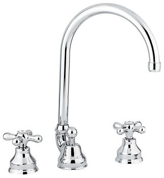 Emmevi Deco Classic, двухвентильный смеситель для раковины (излив 18,7 см), на 3 отверстия, с донным клапаном, цвет хром