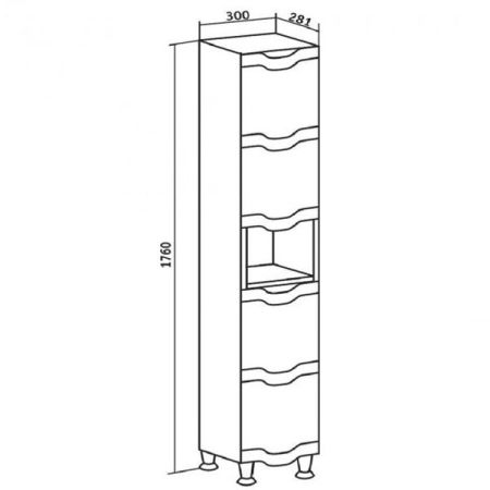 Шкаф пенал Runo Стиль 30 4620750025434 с бельевой корзиной Белый, артикул 4620750025434