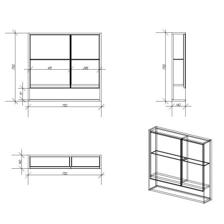 Зеркальный шкаф Eland 75, дуб сонома