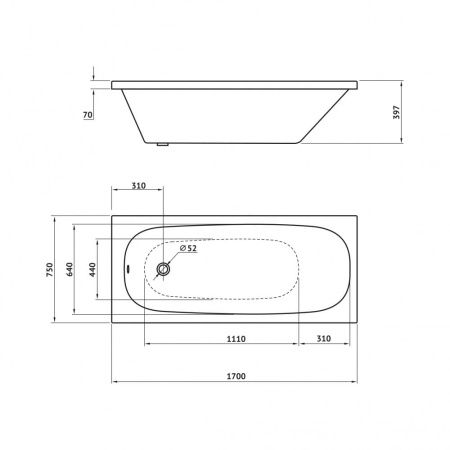 Ванна BERGES акриловая NELU 170x75 с каркасом Ванна BERGES акриловая NELU 170x75 с каркасом