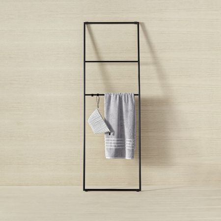 Burgbad COCO Стеллаж для полотенец 600х20х1800мм, 2 поперечины, 2 крючка, цвет черный