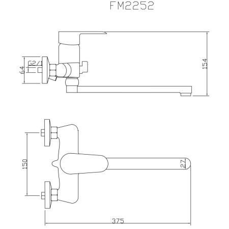 Смеситель для ванны Fmark FM2252, хром, артикул FM2252