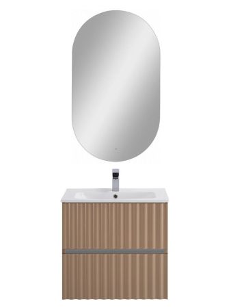 ELEGANT База под раковину подвесная с двумя выкатными ящиками, с LED подсветкой ручек. Капучино Матовый, 570x469x550 AM-ELEGANT-600-2C-SO-CM-LED, артикул AM-ELEGANT-600-2C-SO-CM-LED