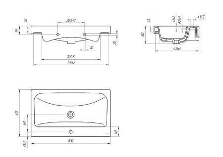 Умывальник мебельный Cersanit Moduo 80 (00-00001146), артикул 00-00001146
