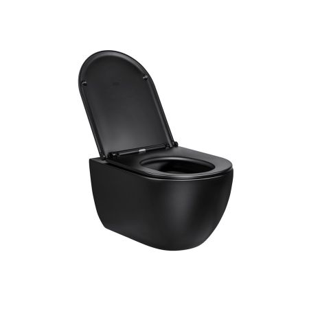 Унитаз подвесной Evo VT1-34MB безободковый, цвет матовый черный, ультратонкое soft-close сиденье, артикул VT1-34MB