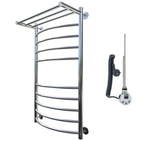 Электрический полотенцесушитель Тругор Приоритет 2 элТЭН 100x50 с полкой Хром, артикул Приоритет2/элТЭН10050П