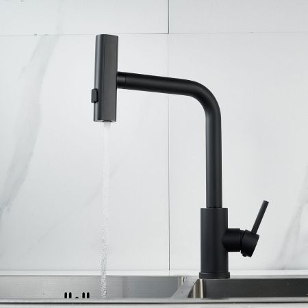 Смеситель для кухни с мультифункциональным изливом Shevanik S263H, черный, артикул S263H