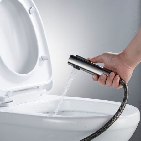 Гигиенический душ со смесителем Shevanik S4305T-1, оружейная сталь