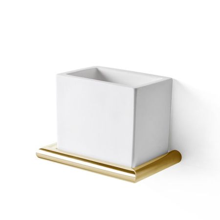 3SC Guy Стакан подвесной, композит Solid Surface, цвет: белый матовый/золото 24к. Lucido, артикул GU03GD