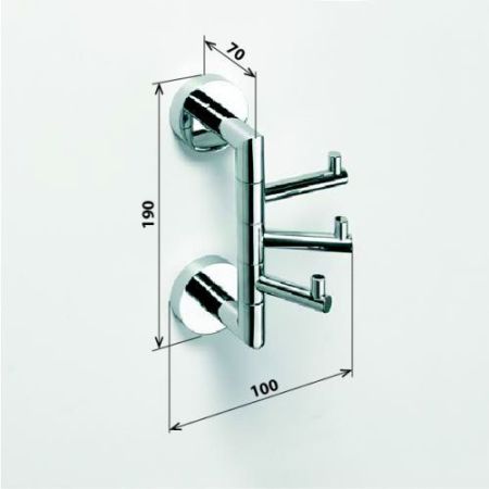 Крючок OMEGA тройной поворотный 70x200мм, артикул 104206072