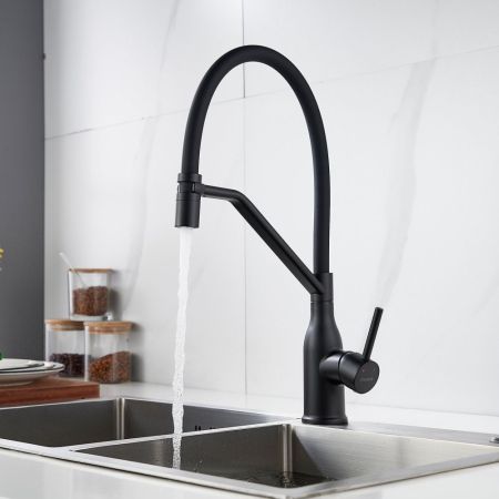 Смеситель для кухни с гибким изливом Shevanik S343H-3, черный