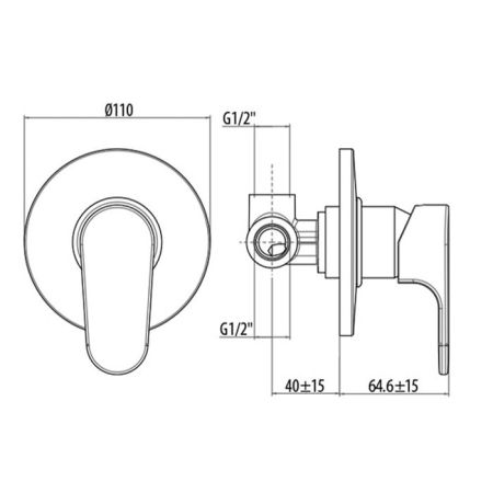 Gattoni H2omix1000 Встраиваемый смеситель, укомплектован внутренней частью, цвет хром, артикул 1030/10C0cr