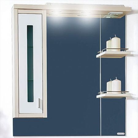 Зеркало со шкафом Бриклаер Бали 75 с подсветкой Корпус венге, фасад белый L