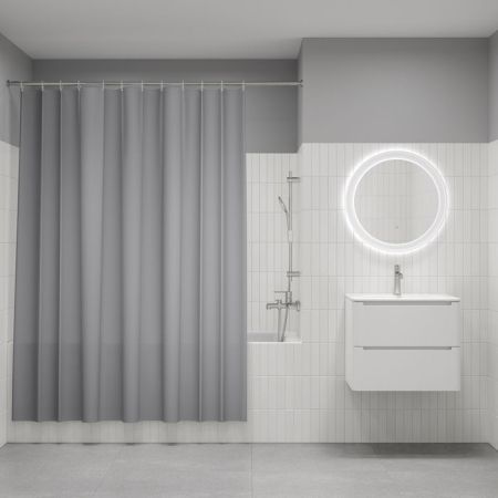 Штора для ванной, 200x180 см, Полиэстер, светло-серый, IDDIS, BS07P18i11, артикул BS07P18i11